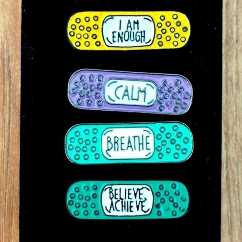 Set of 4 Inspirational High Quality Unisex Enamel Pins, NWT